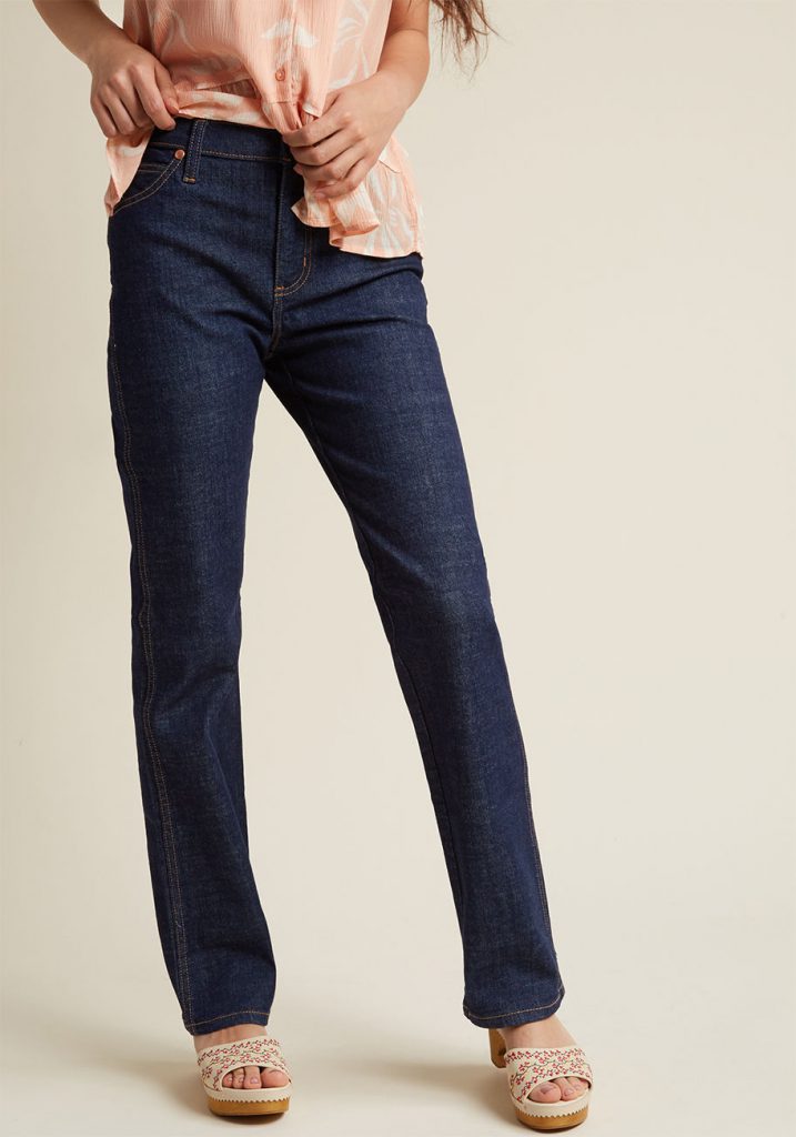 dark blue straight leg jeans