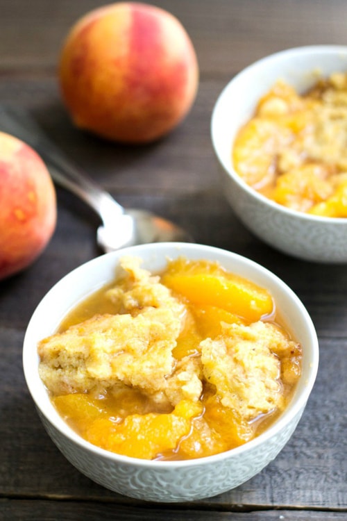 Easy Slow Cooker Desserts - Peach Cobbler