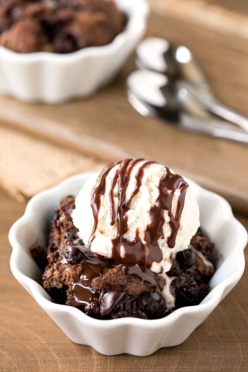 Easy Slow Cooker Desserts - Triple Chocolate Bread Pudding