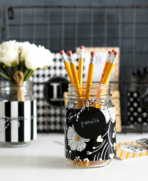 DIY Mason Jar Ideas - Desk Organizers