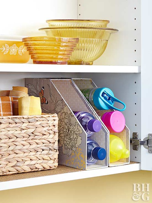 Kitchen Organization Ideas - Water Bottle Storage