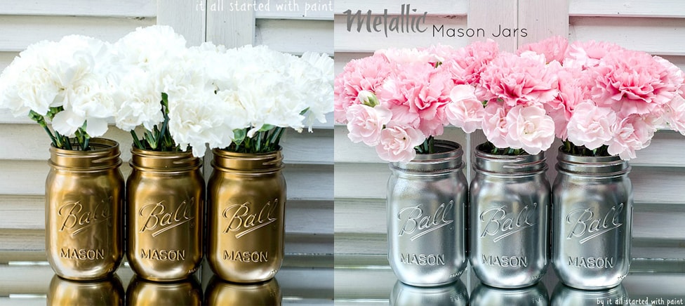 DIY Mason Jar Ideas - Metallic Vases