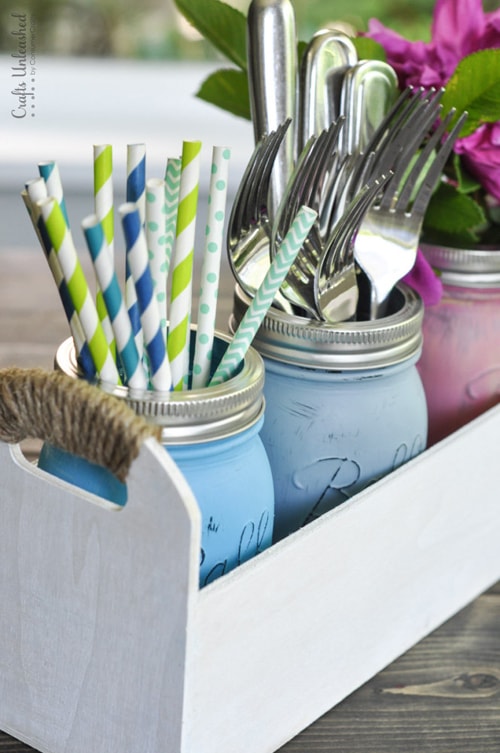 DIY Mason Jar Ideas - Utensil Caddy