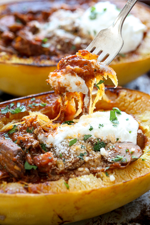 Low Carb Diet Recipes - Beef And Mushroom Spaghetti Squash