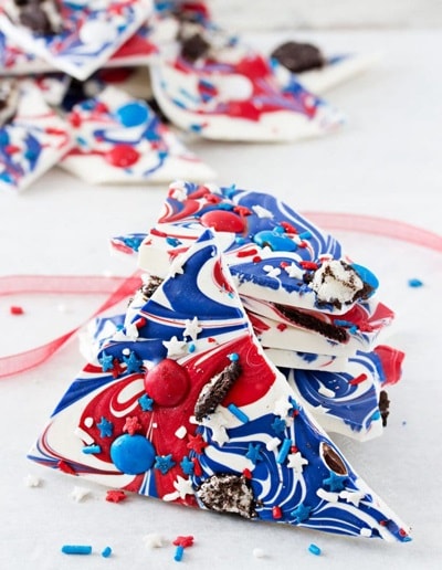 4th of July Desserts - Red, White, and Blue Bark