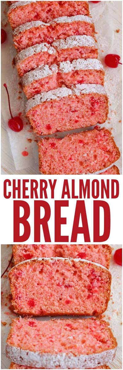 45 Valentines Desserts: Cherry Almond Bread