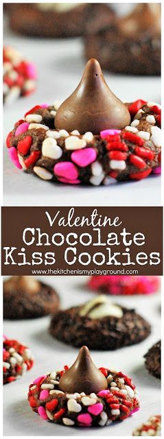 45 Valentines Desserts: Chocolate Valentine Kiss Cookies