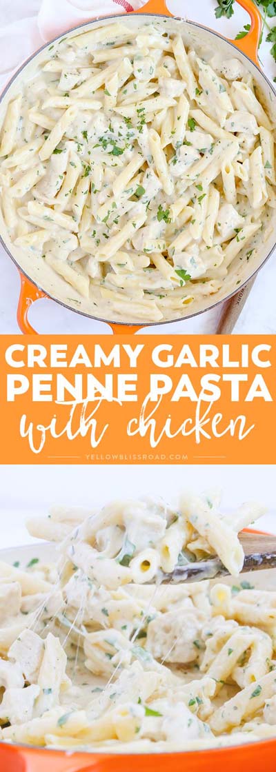 25 Pasta Recipes: Creamy Garlic Penne Pasta With Chicken
