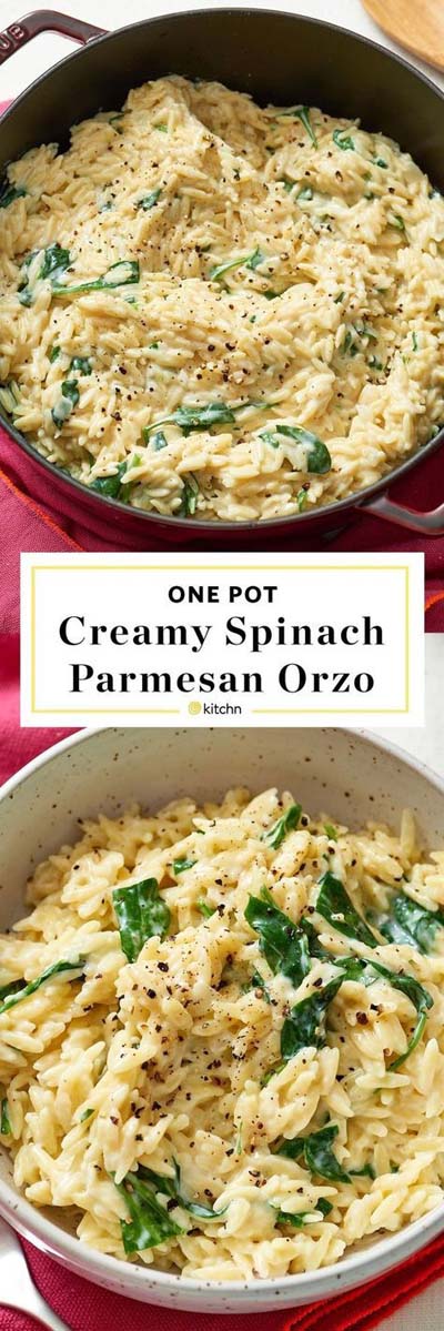 25 Pasta Recipes: Creamy Spinach Parmesan Orzo