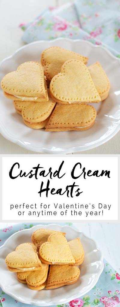 45 Valentines Desserts: Custard Cream Hearts