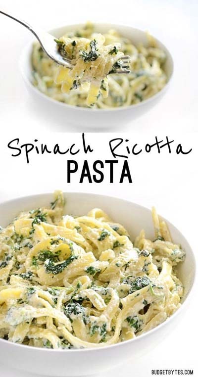 25 Pasta Recipes: Easy Spinach Ricotta Pasta