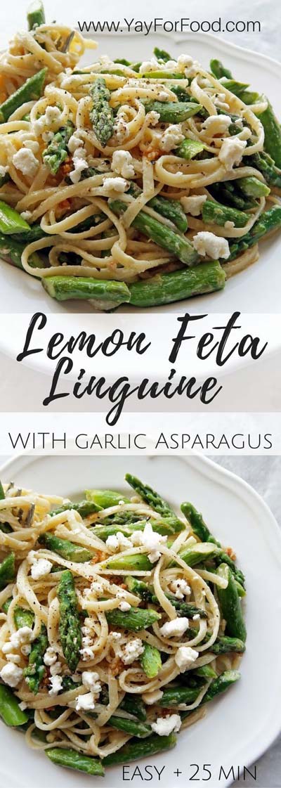 25 Pasta Recipes: Lemon Feta Linguine With Garlic Asparagus