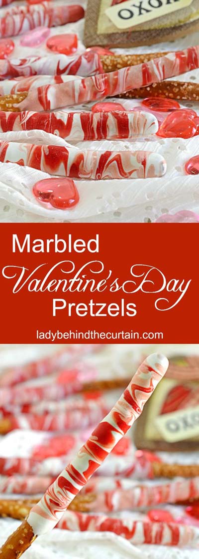 45 Valentines Desserts: Marbled Valentine’s Day Pretzels