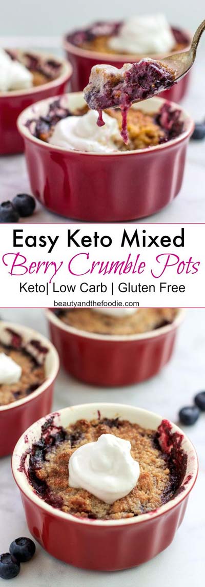 20 Keto Dessert Recipes: Mixed Berry Crumble Pots