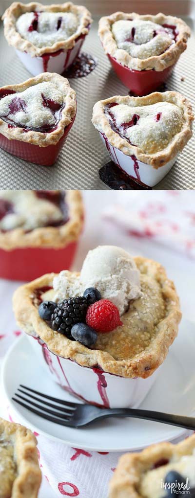 45 Valentines Desserts: Mixed Berry Pot Pies