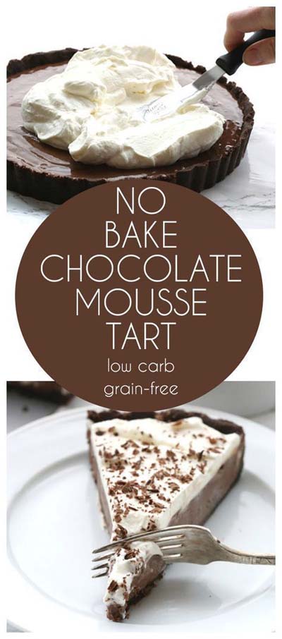 20 Keto Dessert Recipes: No Bake Chocolate Mousse Tart