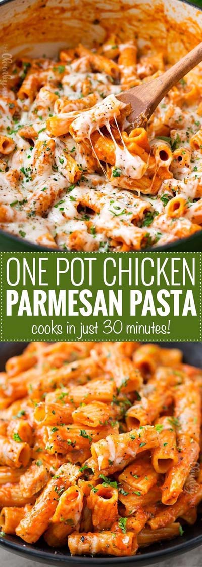 25 Pasta Recipes: One Pot Chicken Parmesan Pasta