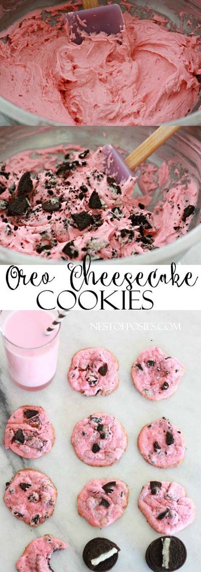 45 Valentines Desserts: Oreo Cheesecake Cookies