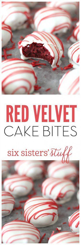 45 Valentines Desserts: Red Velvet Cake Bites