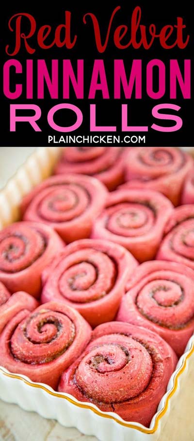 45 Valentines Desserts: Red Velvet Cinnamon Rolls