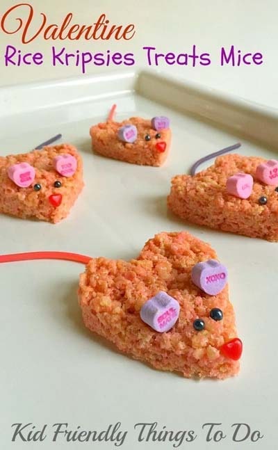 45 Valentines Desserts: Rice Krispies Treats Mice