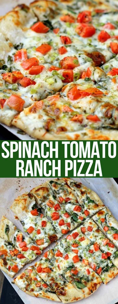 35 Homemade Pizza Recipes: Spinach & Tomato Ranch Pizza