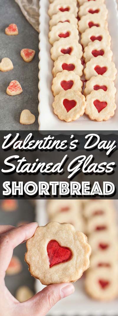 45 Valentines Desserts: Stained Glass Shortbread Cookies