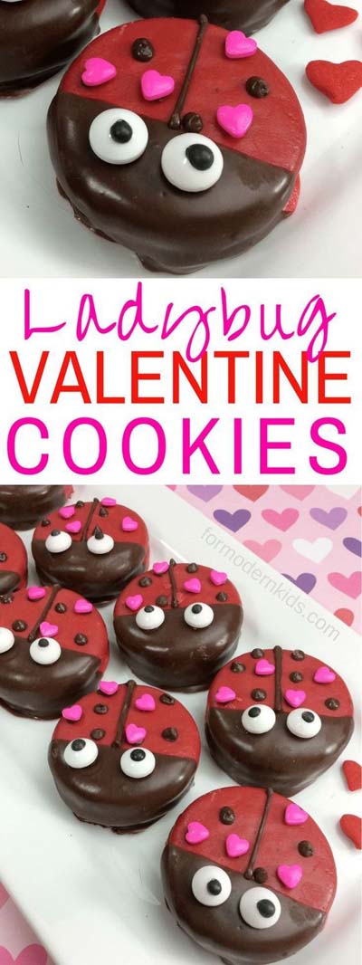 45 Valentines Desserts: Valentine’s Day Ladybug Oreo Treats