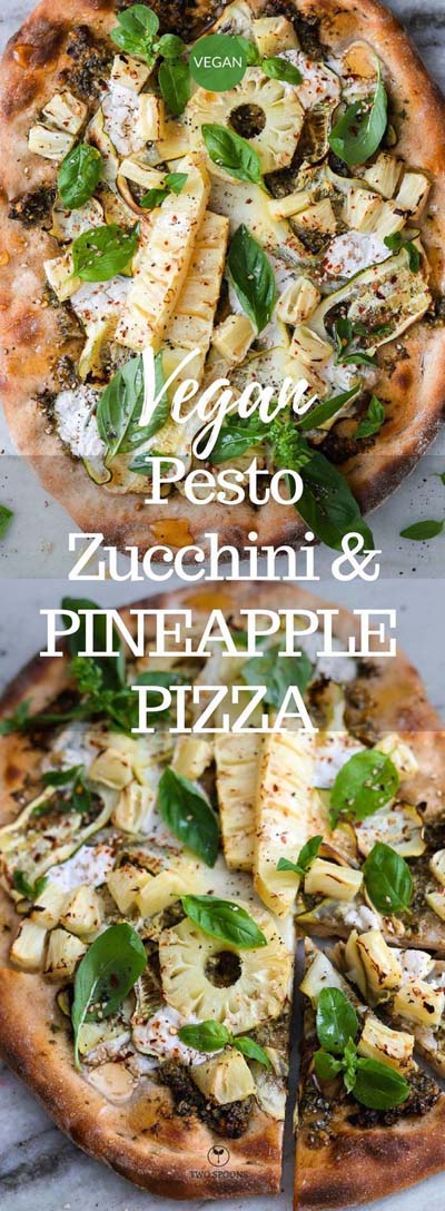 35 Homemade Pizza Recipes: Vegan Pesto Zucchini And Pineapple Pizza