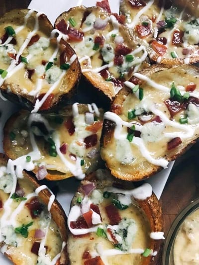 25 Super Bowl Snacks: Bacon And Bourbon Blue Cheese Potato Skins