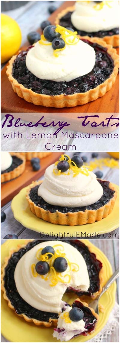 20 Tasty Tart Recipes: Blueberry Tarts With Lemon Mascarpone Cream