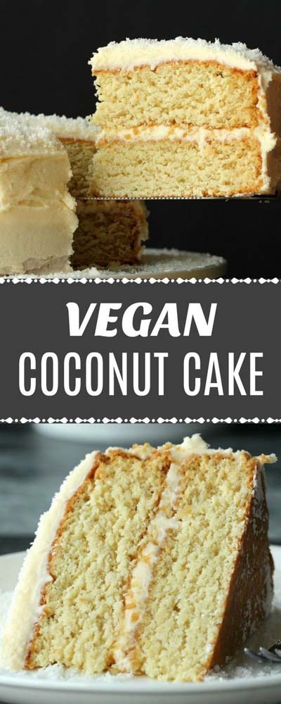 20 Vegan Cake Recipes: Coconut Cake With Coconut Rum Frosting