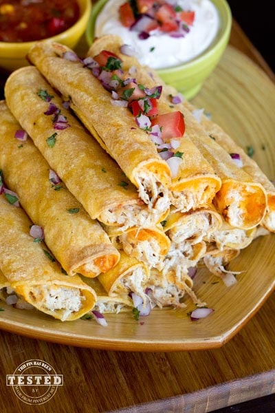 25 Super Bowl Snacks: Cream Cheese Chicken Taquitos