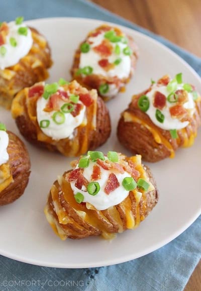 25 Super Bowl Snacks: Crispy Loaded Hasselback Potato Bites