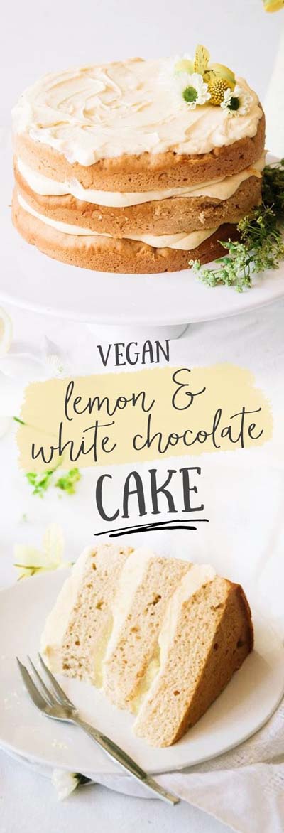 20 Vegan Cake Recipes: Elderflower Cake With Lemon Curd & White Chocolate Frosting