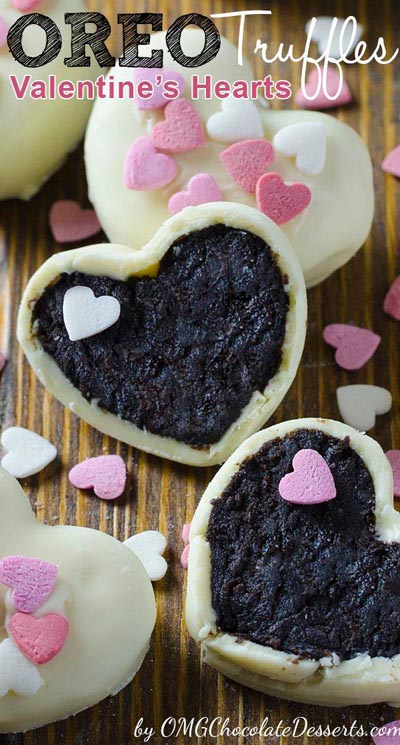 40 Valentine's Day Cookies: Oreo Truffles Valentine’s Hearts