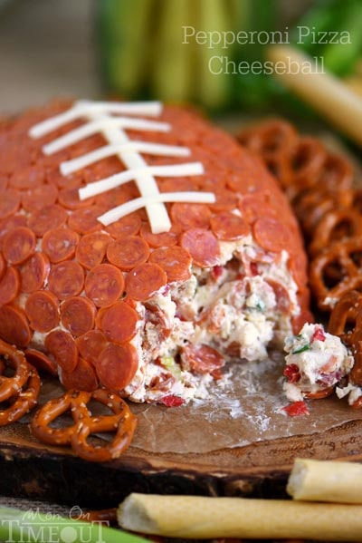 25 Super Bowl Snacks: Pepperoni Pizza Football Cheese Ball