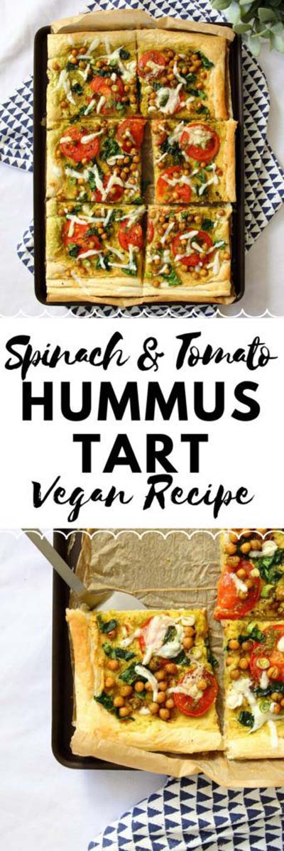 20 Tasty Tart Recipes: Spinach & Tomato Hummus Tart