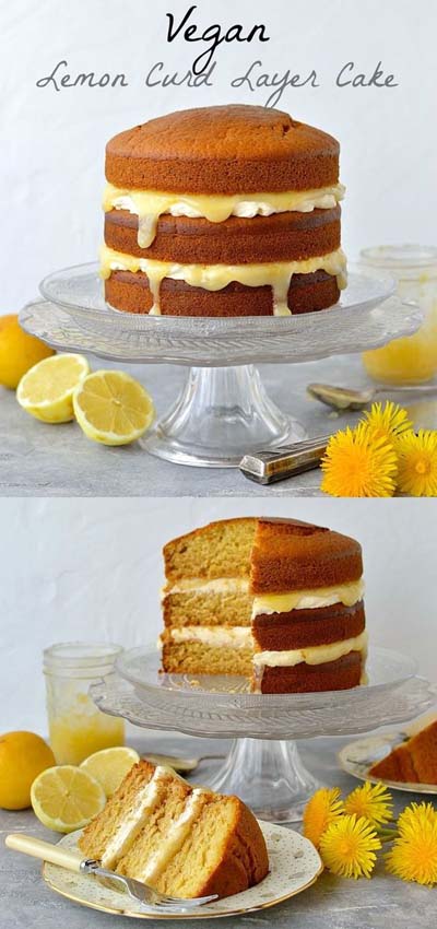 20 Vegan Cake Recipes: Vegan Lemon Curd Layer Cake