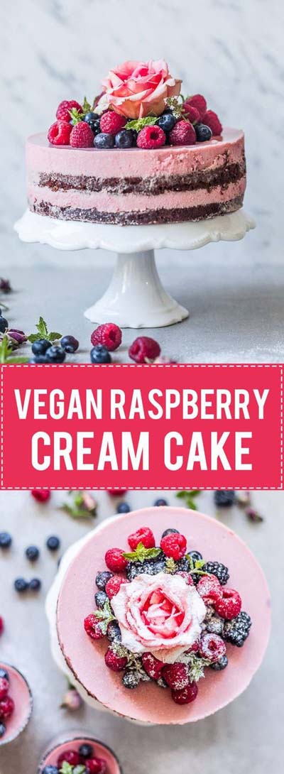 20 Vegan Cake Recipes: Vegan Raspberry Cream Cake