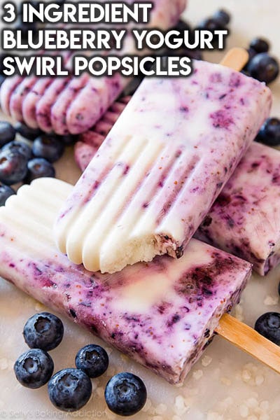 50 Popsicle Recipes: 3 Ingredient Blueberry Yogurt Swirl Popsicles