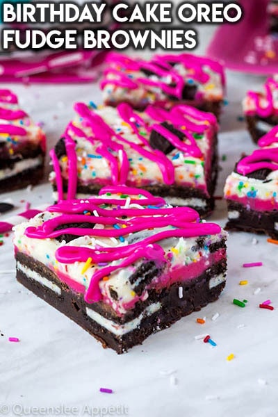 50 Brownie Recipes: Birthday Cake Oreo Fudge Brownies