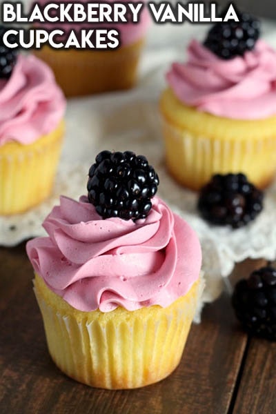 30 Valentines Day Cupcakes: Blackberry Vanilla Cupcakes