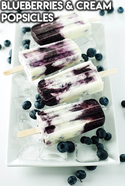 50 Popsicle Recipes: Blueberries & Cream Popsicles