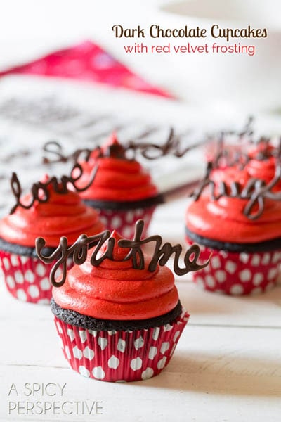 30 Valentines Day Cupcakes: Chocolate Cupcake Recipe With Red Velvet Frosting