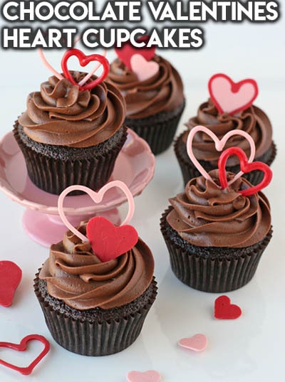 30 Valentines Day Cupcakes: Chocolate Valentines Heart Cupcakes