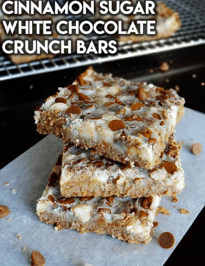 28 Magic Cookie Bars: Cinnamon Sugar White Chocolate Crunch Bars