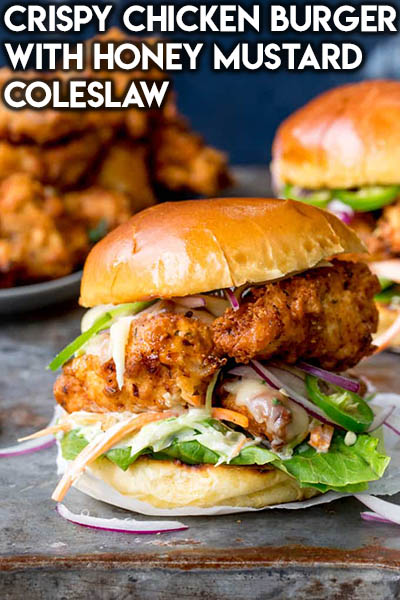 21 Burger Recipes: Crispy Chicken Burger With Honey Mustard Coleslaw