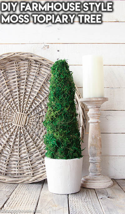 10 Dollar Store Farmhouse Decor Ideas: DIY Farmhouse Style Moss Topiary Tree