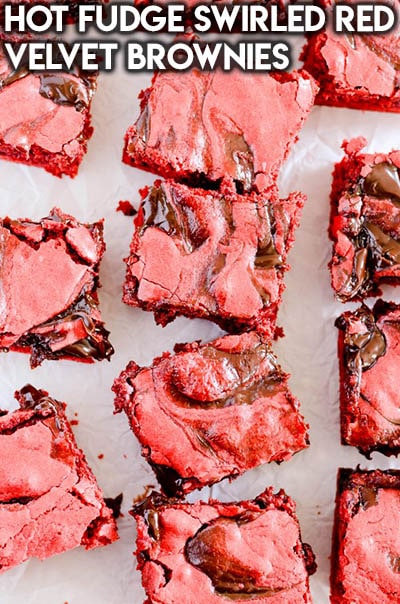 50 Brownie Recipes: Hot Fudge Swirled Red Velvet Brownies